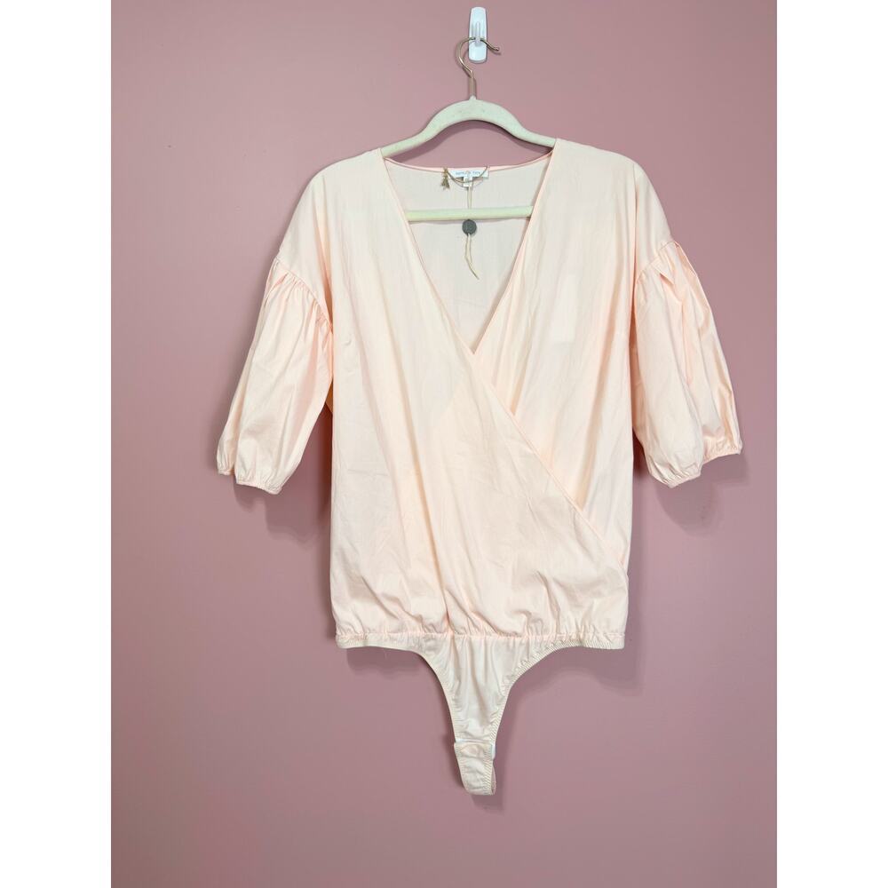 Patrizia Pepe Light Pink V-Neck Puff Sleeve Bodysuit Size XL/46